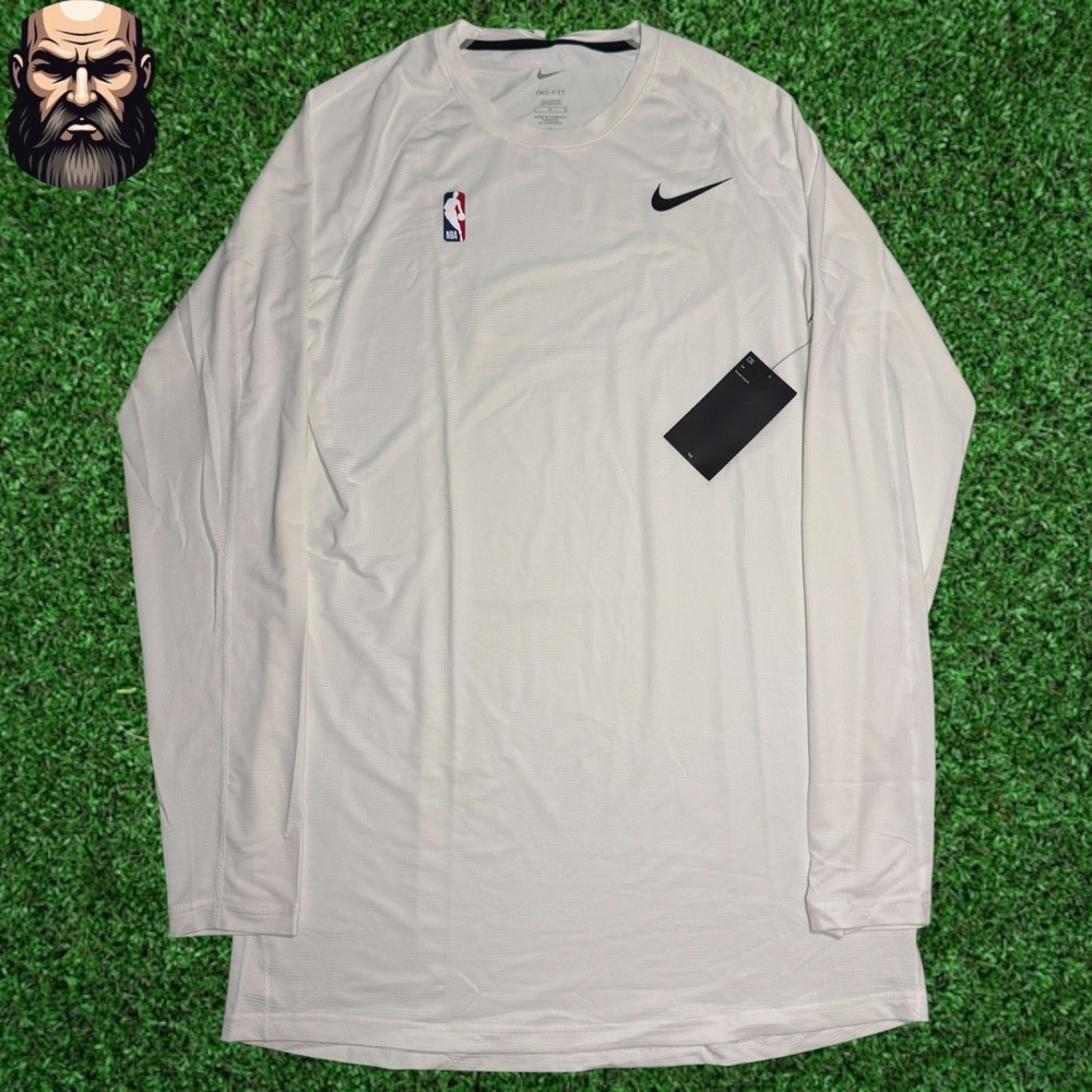 Nike NBA Pro Compression White Long Sleeve Shirt CI0464-100 Men's Size L-Tall
